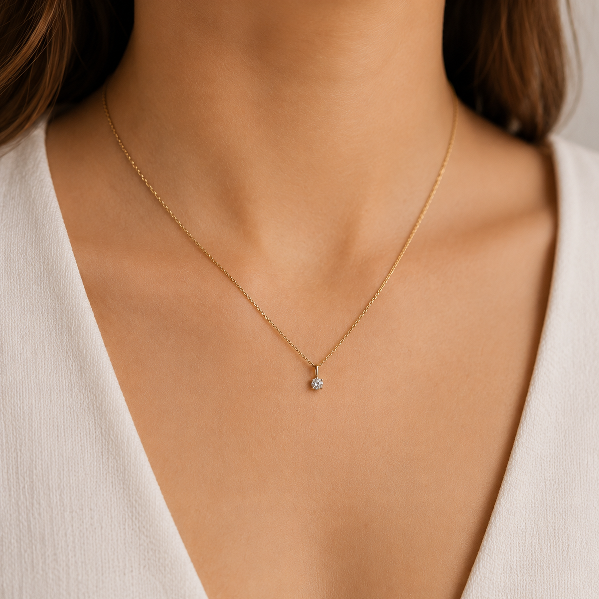 Gouden ketting met lab-grown diamanten hanger